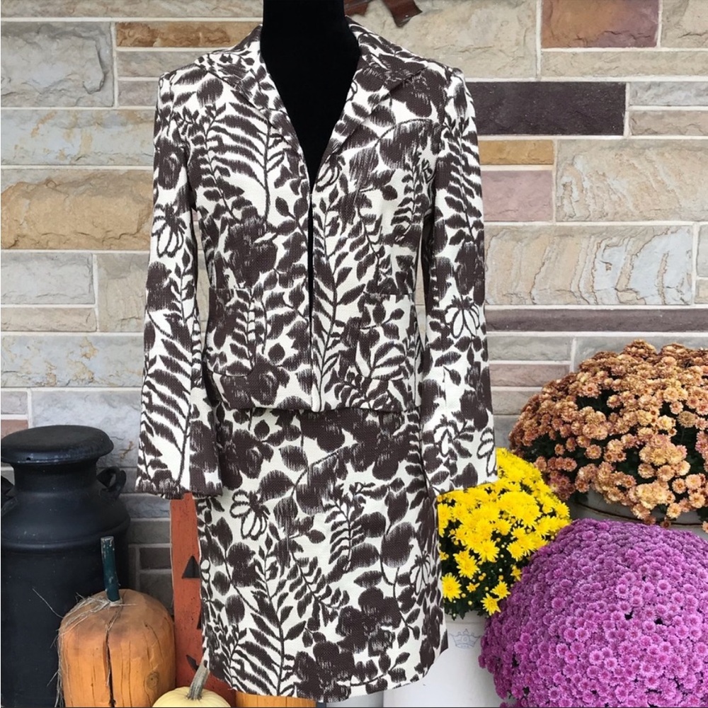 Jones Wear Leaf Print Cotton‎ Skirt Suit